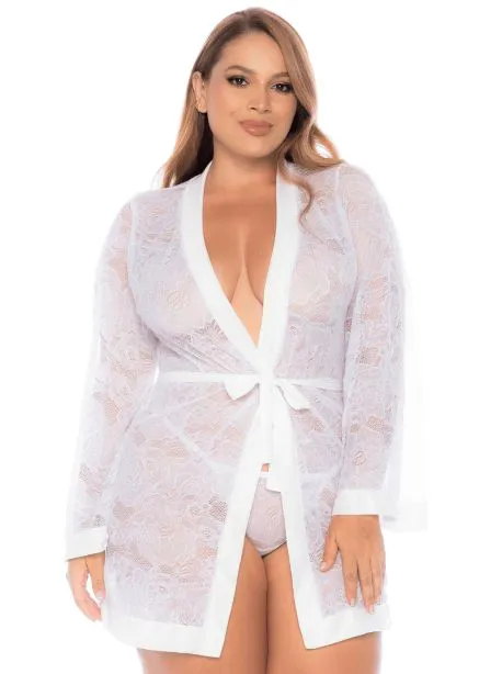 Peignoir blanc en dentelle 3X/4X